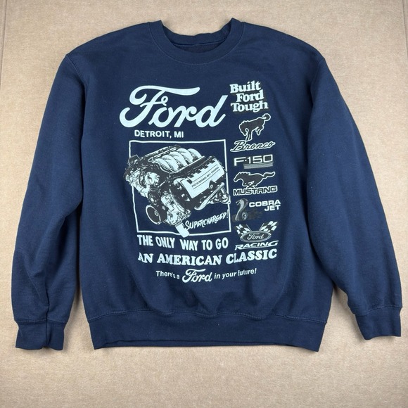 Ford Other - Ford Racing Sweatshirt Navy‎ Blue M Detroit Bronco Mustang F150 Built Tough USA